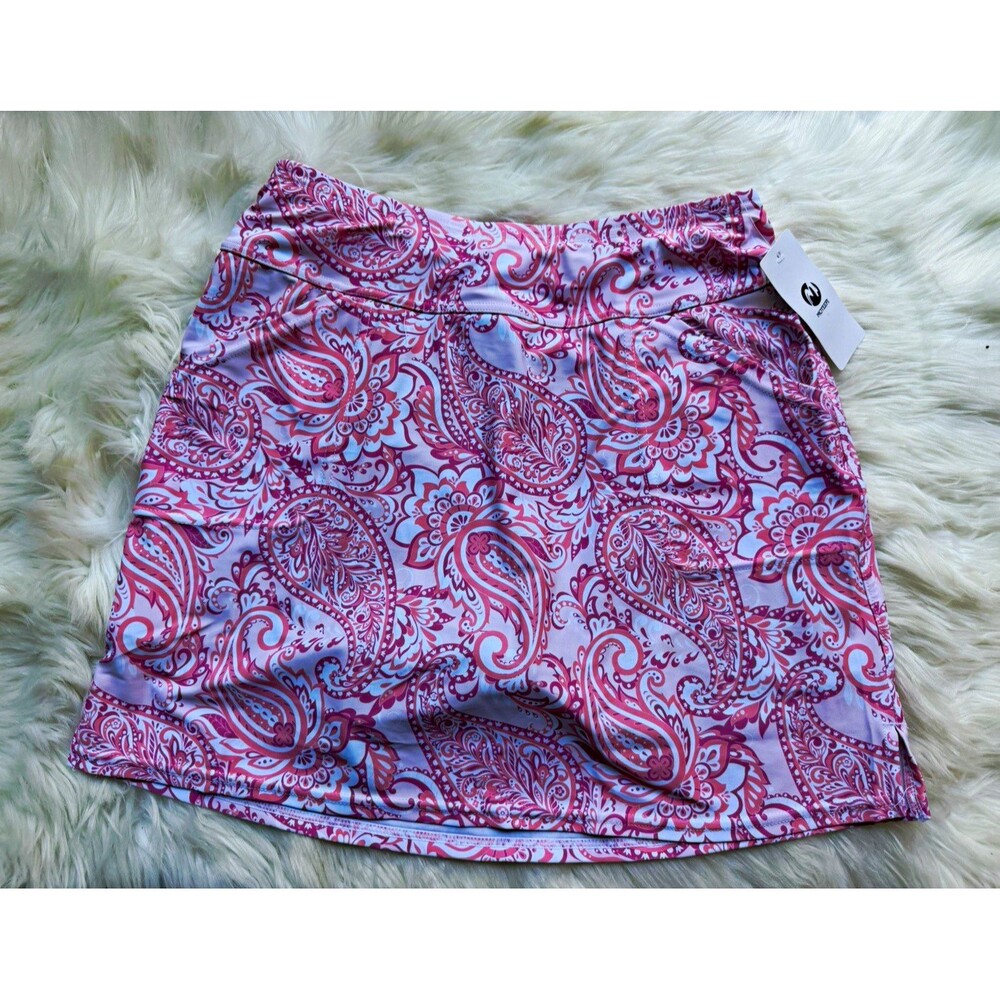 MOTEEPI Athletic Knit Skort Pull On Stretch Pink Paisley Short Women's S